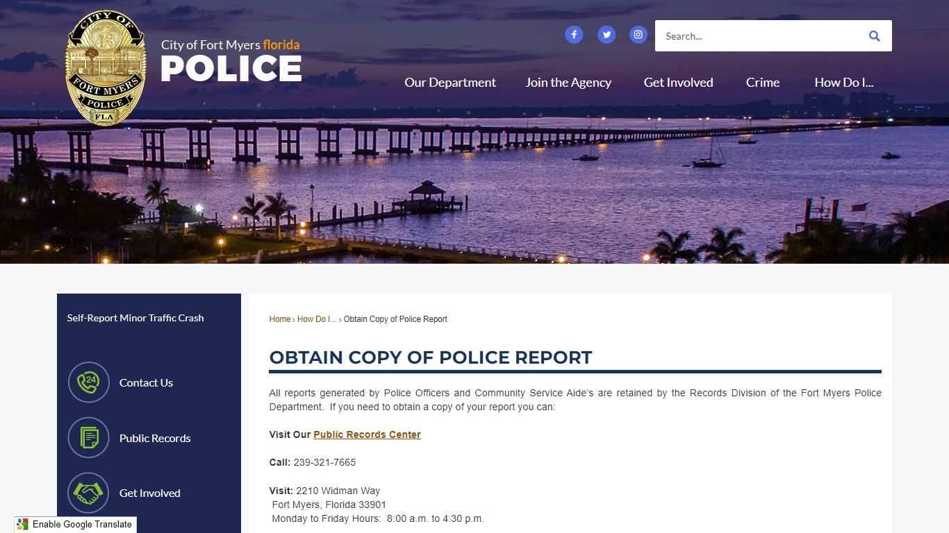 Obtain Copy of Police Report | Fort Myers Florida Police Department